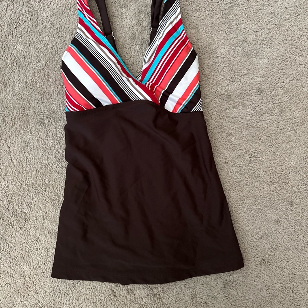 y2k tankini Catalina Brown and White Swimwear